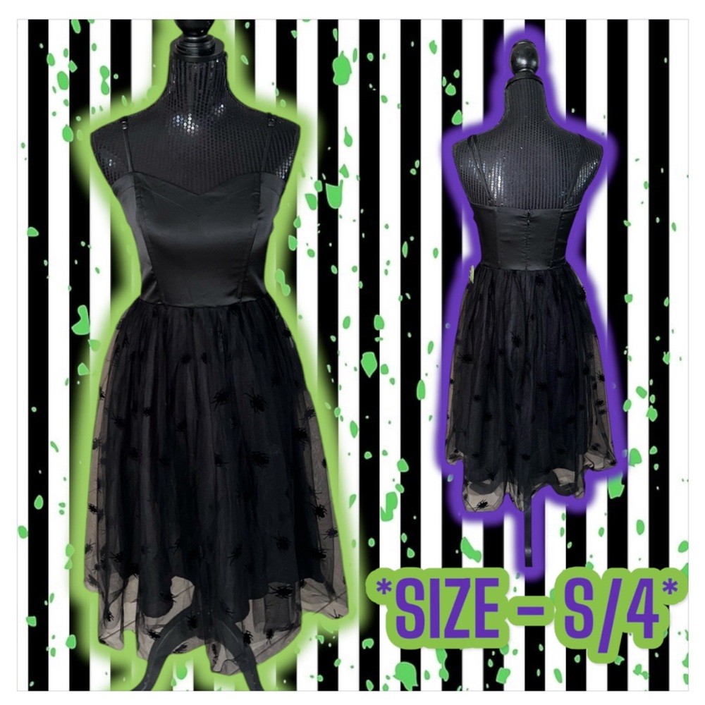 NWT: Unique Vintage X Beetlejuice - Black Beetlejuice Swing Tulle Dress (S/4)